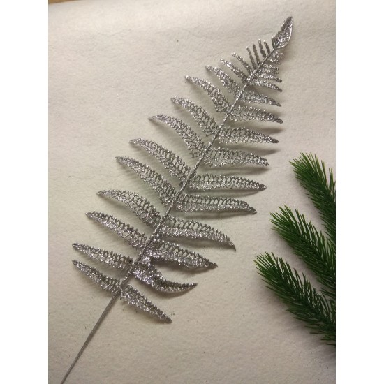 Ветки с глиттером 45*15 см, серебряный, цена за 1 шт